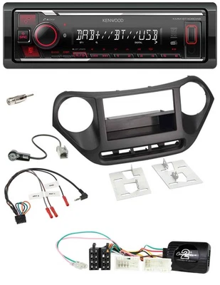 Kenwood Lenkrad Bluetooth USB DAB Autoradio für Hyundai i10 ab 2014 schwarz - Bild 1 von 4