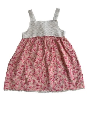 Vestido Kensie Niña Crochet Floral Seersucker Niñas Talla 4T Rosa Blanco Sin Mangas Foto 1 de 4