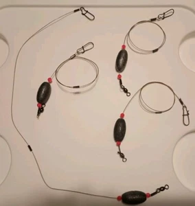 4 Fishing Carolina Rigs, 2 oz. Egg Sinker, Swivel, Snap Connector, Steel Leader - Picture 1 of 4