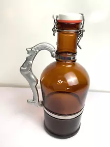 The Brewmaster Vintage 2L Amber Glass Apothecary Beer Bottle Novelty Handle - Picture 1 of 8