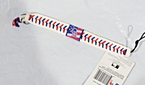White Colorado Rockies w/Blue Red Stitching Team Baseball Seam Bracelet Gamewear Cover