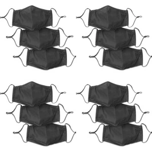 12er Pack Schwarz Gesichtsmaske Wiederverwendbar Waschbar Bezug Masken Stoff Herren Damen - Bild 1 von 3
