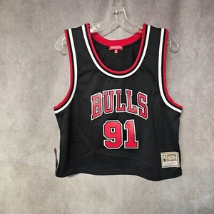 NWT Mitchell & Ness HWC Chicago Bulls Dennis Rodman 91 Crop Top Jersey Womens XL - Picture 1 of 9