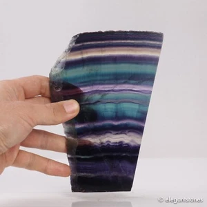 472g Large Rainbow Fluorite Slab Natural Crystal Polished Slice Healing Decor - Foto 1 di 12