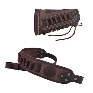 OP Leather Canvas Rifle Buttstock with Gun Ammo Sling for .357 .30-06 .22LR Set - Picture 1 of 22