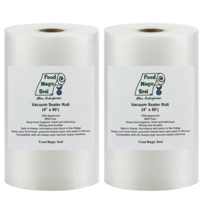 2-4"x50' Rolls Food Magic Seal 4 Mil for Vacuum Sealer Food Storage Bags!
