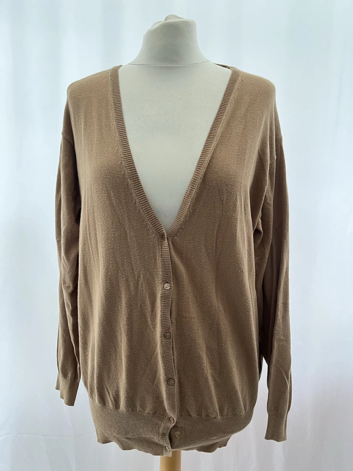Cárdigan tejido cuello en V marrón de Zara para mujer talla M manga larga Foto 1 de 4