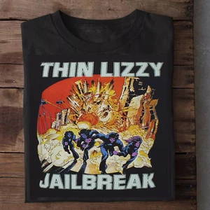 Dünnes Lizzy Jailbreak Explosion schwarzes Baumwoll-T-Shirt volle Größe S-5XL - Bild 1 von 2
