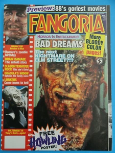 FANGORIA MAGAZINE #72 MAR 1988 BAD DREAMS, MANIAC COP, W/ HOWLING POSTER - Picture 1 of 6