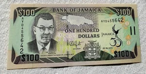 JAMAICA 2012 Fine 100 Dollars Banknote . - Picture 1 of 2