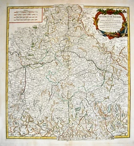 Mappa Baviera Passau Landau Ratisbona Ingolstadt Monaco incisione su rame 1751 - Foto 1 di 4