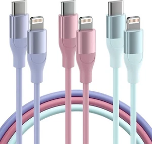 USB C to Lightning Cable 3Pack 6 FT [Apple MFi Certified] iPhone Charger Fast - Picture 1 of 8