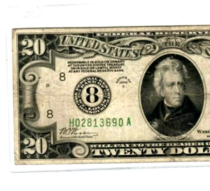 $20 (ST.LOUIS) "NUMBER 8" (NICE) "NUMBER 8" 1928-A (ST.LOUIS) 1928-A NICE!!!! - Picture 1 of 3