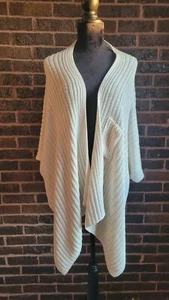 Chico's Size OS White Josie Ribbed Knit Wrap Ruana Shawl - Picture 1 of 6