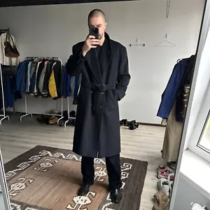 Massimo Datti Vintage Men's Cashmere Belted Double Breasted Long Coat Size S - Picture 1 of 11