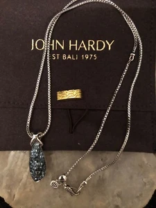💕JOHN HARDY "Asli" Classic Chain Pendant Necklace Mixed Blue Topaz 16 & 20"NWOT - Picture 1 of 6