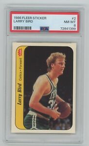 1986 Fleer Sticker #2 Larry Bird PSA 8