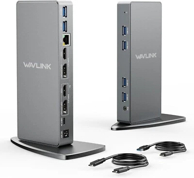 WAVLINK USB 3.0 Laptop Docking Station Dual 5K/4K, HDMI & DP, 6 USB, LAN, Audio - Image 1 of 4
