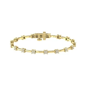 10k Yellow Gold Lab Grown Diamond Fashion Bracelet 7" Holiday Gift - Picture 1 of 5