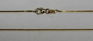 18Kt 18K Yellow Solid Gold 16" 18" 1.0mm Box Necklace Chain Tear Drop Lobster - Picture 1 of 3