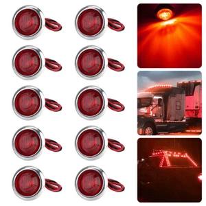 10X 3/4" 12V Red Marker Light Stainless Base LED Truck Side Bullet Indicator - Picture 1 of 7