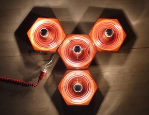 Hustadt 4er Set Deckenleuchte Wandlampe Lampe Keramik rot Space Age 60er 70er - Bild 1 von 16