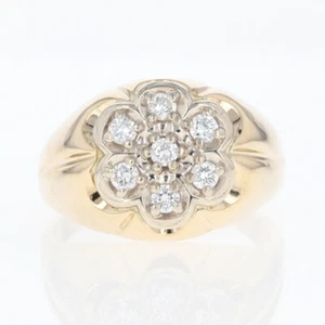 .49ctw Round Cut Diamond Cluster Statement Dome Ring 14k Multi-Tone Gold Size 11 - Picture 1 of 6