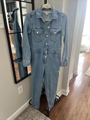 Винтажный TOPSHOP женщин Jean джинсовой ткани комбинезон 2 синий длинным рукавом кнопка карманы - Изображение 1 из 4