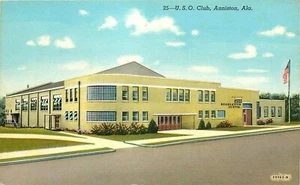 USO CLUB, ANNISTON, ALABAMA, VINTAGE POSTCARD - Picture 1 of 2