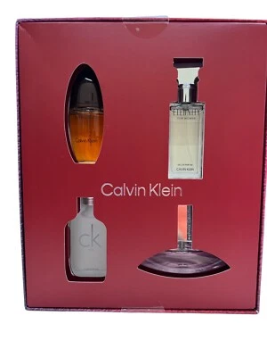 Mini conjunto de perfume feminino Calvin Klein 4 peças fragrância 0,5 oz cada frete grátis - Imagem 1 de 3