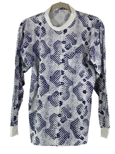 T-shirt vintage SnakeSkin Illusions blu mimetica bianca manica lunga uomo L made USA - Foto 1 di 9