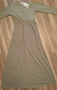 Vestido largo cómodo cuello redondo para mujer, verde, XXL - Imagen 1 de 4