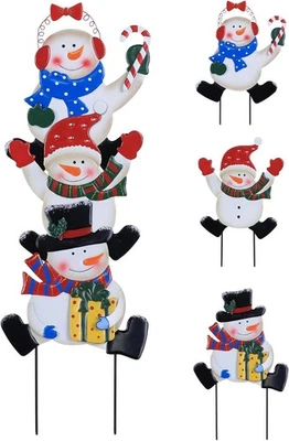 Outdoor Christmas Decorations, Stacked 3 Snowman Decorative Garden Stakes for Ch - Image 1 of 4