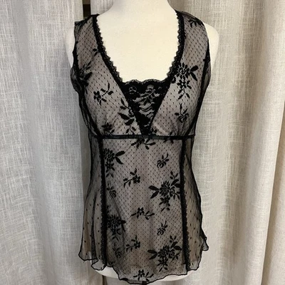 Sexy tocador para mujer de colección Y2K caprichoso superposición pestañas encaje cami tanque L coqueta Foto 1 de 4