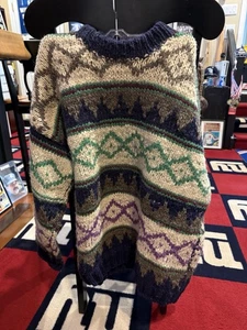 Vintage Ecuadorian•Quechua Creation• IMBAYA 100% Wolle Pullover Gr. Large - Bild 1 von 2