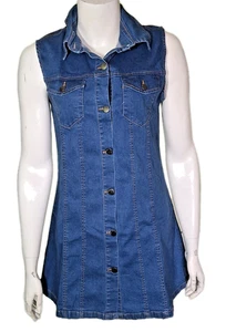NEW Denim & Co Women's Sleeveless Denim Shirt Dress UK 10 - Picture 1 of 3