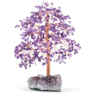 Gemstone Crystal Tree of Life - Natural Amethyst Geode Cluster Base, Chakra H... - Picture 1 of 9