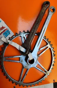 OLD REGINA MARKED SPORTS CRANKSET CHROMED STEEL GUARNITURA BICI - Picture 1 of 18