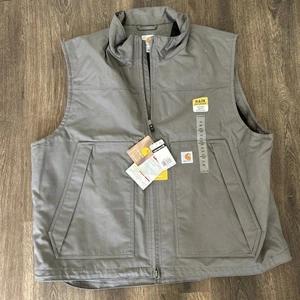 Carhartt Mens Gray Full-Zip Vest 101494 022 Jefferson Quick Duck 3XL NEW TAGS - Picture 1 of 8