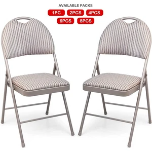 Silla Plegable de Metal Respaldo Alto Tela Plegable Asiento Acolchado Hogar Oficina Sillas Nueva - Imagen 1 de 30