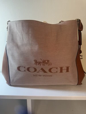 New Coach Horse and Carriage Jacquard Dalton 31 Shoulder Bag Tan/Camel - Image 1 of 4