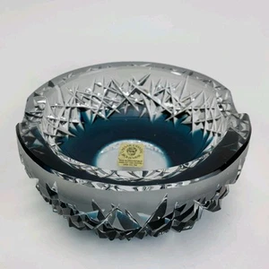 Caesar Crystal Bohemiae Hand-Cut Lead Crystal Ashtray 5.5" Blue - Czech Republic - Picture 1 of 24