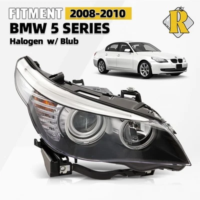 Halogen Headlight For BMW 5 SERIES 2008-2010 With Bulb Right Passenger Side Foto 1 de 4