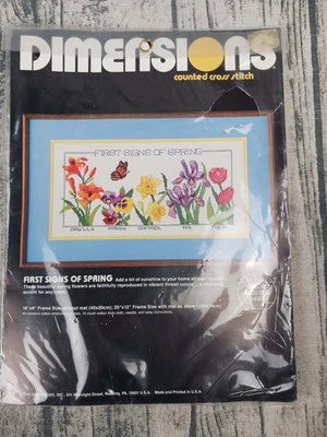 Dimensions Counted Cross Stitch First Signs Of Spring #3587 Vintage 1985 NEW - Image 1 of 3