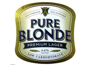 Carlton & United Beverages Ltd PURE BLONDE Bier Etikett AUSTRALIEN 355ml - Bild 1 von 1