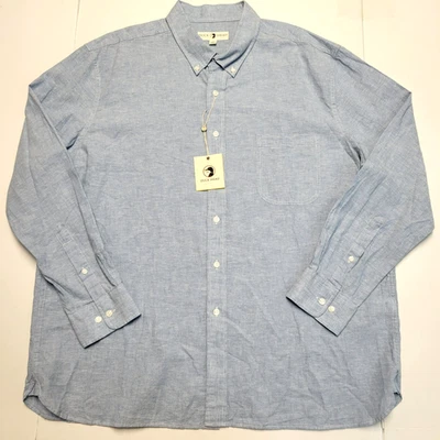 $108 Nueva Camisa CABEZA DE PATO Botón WALLACE Hombres 2XL XX-GRANDE Señuelo Azul Algodón LINO Foto 1 de 4