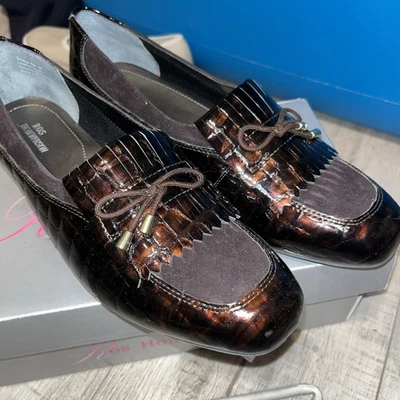 Ros Hommerson® Mujer Teresa Croc Pat Cuero/Gamuza Talla 8 Nuevo en Caja Foto 1 de 4