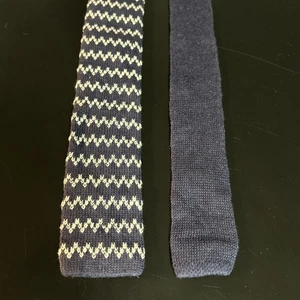 EUC J. Rundhalsausschnitt Strick Seide Socken Krawatte quadratisches Ende Kofferraum Krawatte Baumwolle 54" dünn - Bild 1 von 9