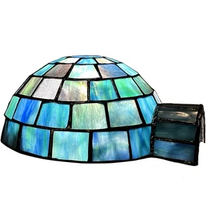 L10972 Inuit Iglu Tiffany Stil Buntglas Akzent Tischlampe für Home Dec... - Bild 1 von 7