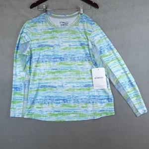 NWT Ibkul Top Shirt Pullover Long Sleeve Mesh Performance XXL Gia Blue Multi - Picture 1 of 7